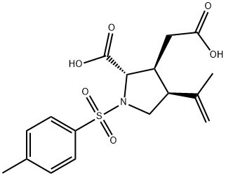 3-Pyrrolidineacetic acid, 2-carboxy-4-(1-methylethenyl)-1-[(4-methylphenyl)sulfonyl]-, (2S,3S,4S)- 结构式