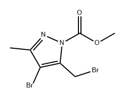 1H-Pyrazole-1-carboxylic acid, 4-bromo-5-(bromomethyl)-3-methyl-, methyl ester 结构式