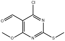 5-Pyrimidinecarboxaldehyde, 4-chloro-6-methoxy-2-(methylthio)- 结构式