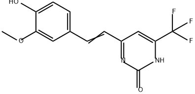 4-(4-羟基-3-甲氧基苯乙烯基)-6-(三氟甲基)嘧啶-2(1H)-酮 结构式