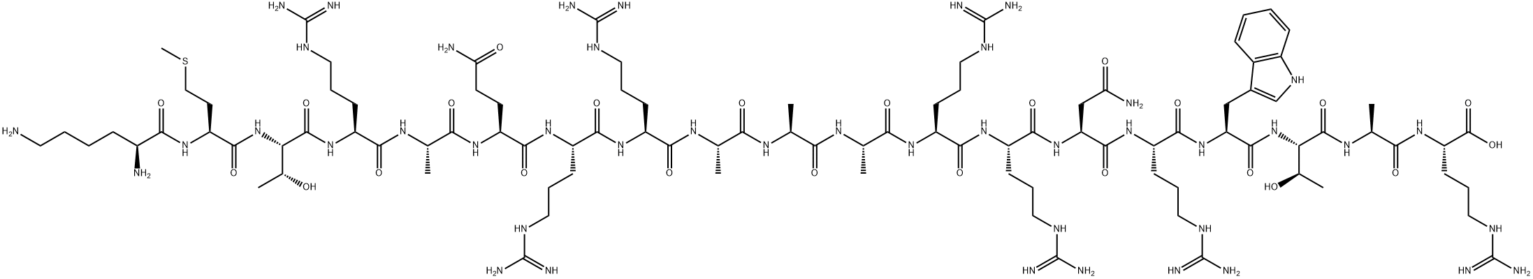 L-Arginine, L-lysyl-L-methionyl-L-threonyl-L-arginyl-L-alanyl-L-glutaminyl-L-arginyl-L-arginyl-L-alanyl-L-alanyl-L-alanyl-L-arginyl-L-arginyl-L-asparaginyl-L-arginyl-L-tryptophyl-L-threonyl-L-alanyl- 结构式