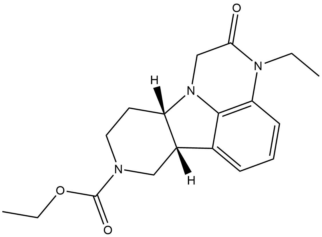 Ethyl (6bR,10aS)-3-ethyl-2,3,6b,9,10,10a-hexahydro-2-oxo-1H-pyrido[3′,4′:4,5]pyrrolo[1,2,3-de]quinoxaline-8(7H)-carboxylate 结构式