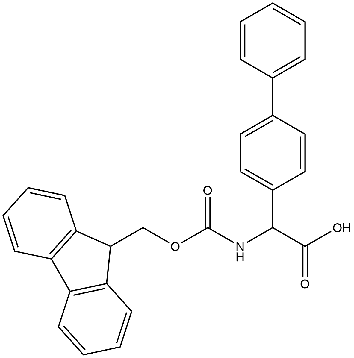 2-(((9H-芴-9-基)甲氧基)羰基)氨基)-2-[(1,1'-联苯-4-基)]乙酸 结构式