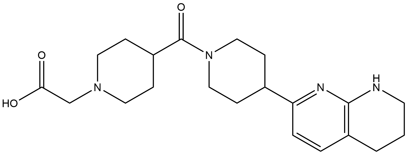 4-[[4-(5,6,7,8-Tetrahydro-1,8-naphthyridin-2-yl)-1-piperidinyl]carbonyl]-1-piperidineacetic acid 结构式