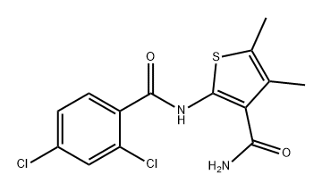 N-[3-氨基甲酰基-4,5-二甲基噻吩-2-基]2,4-二氯苯甲酰胺 结构式