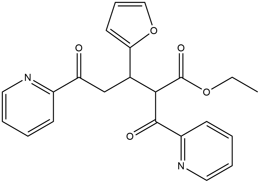 2-Pyridinepentanoic acid, β-2-furanyl-δ-oxo-α-(2-pyridinylcarbonyl)-, ethyl ester 结构式