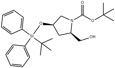 (2R,4R)-4-[(叔丁基二苯基硅基)氧基]-1-BOC-2-吡咯烷基]甲醇 结构式