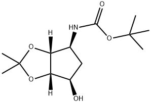 Carbamic acid, [(3aR,4S,6R,6aS)-tetrahydro-6-hydroxy-2,2-dimethyl-4H-cyclopenta-1,3-dioxol-4-yl]-, 1,1-dimethylethyl ester (9CI) 结构式