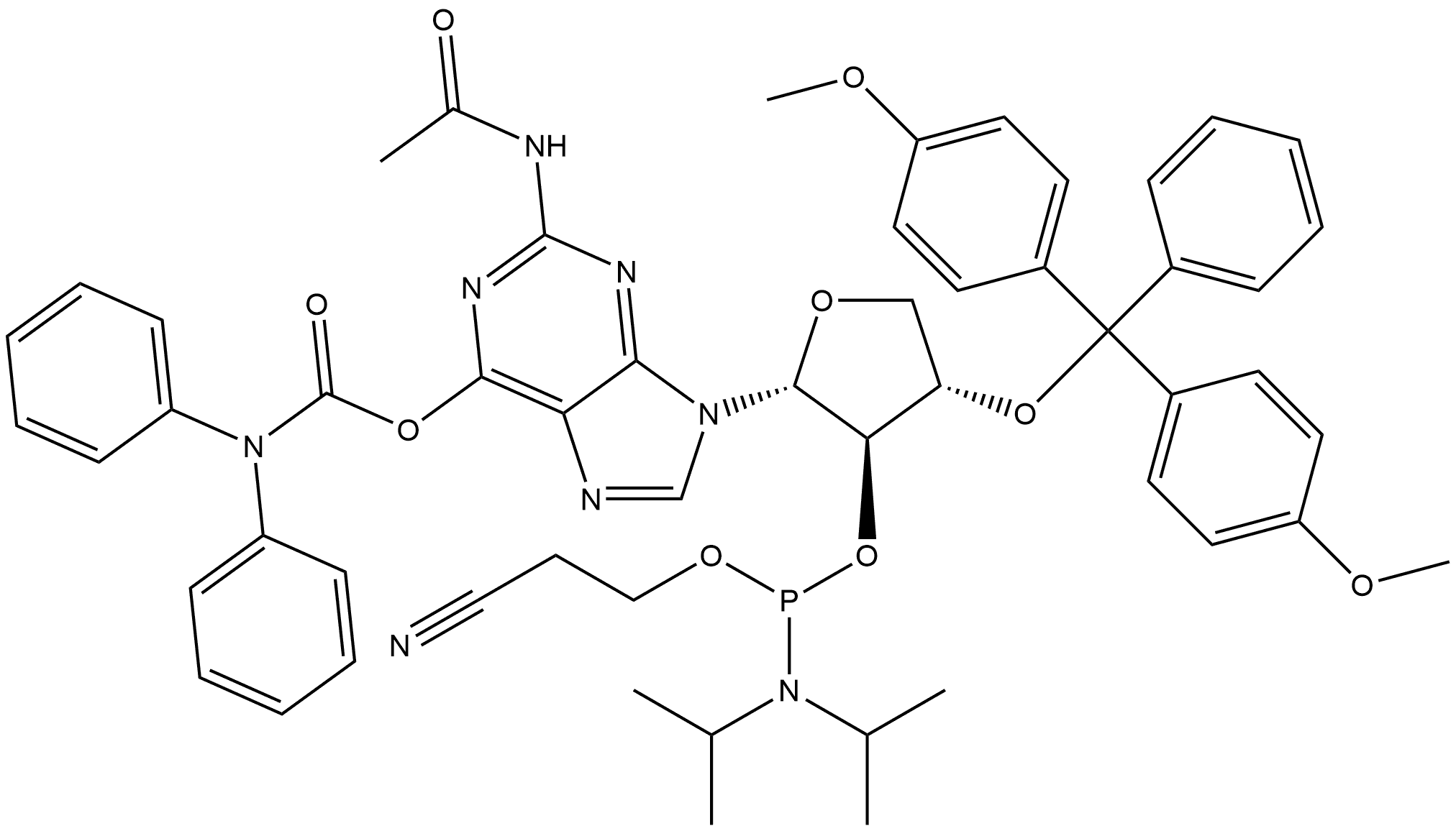 DMTR-TNA-G(06-CONPH2)(N2AC)-AMIDITE 结构式