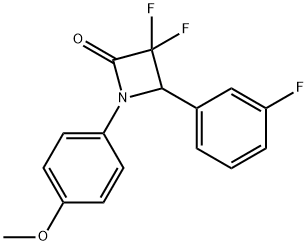 3,3-difluoro-4-(3-fluorophenyl)-1-(4-methoxyphenyl)-2-azetidinone 结构式