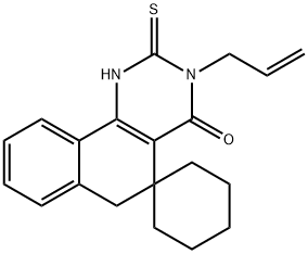 3-prop-2-enyl-2-sulfanylidenespiro[1,6-dihydrobenzo[h]quinazoline-5,1'-cyclohexane]-4-one 结构式