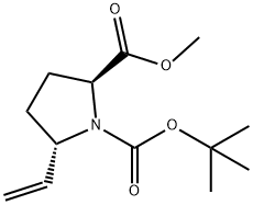 1-(叔丁基)2-甲基(2S,5S)-5-乙烯基吡咯烷-1,2-二羧酸盐 结构式