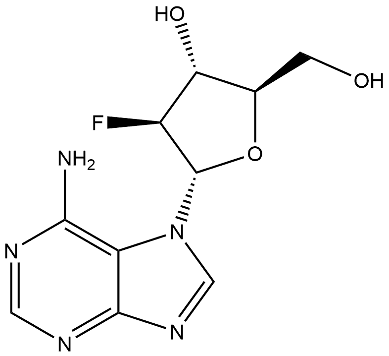(2R,3R,4S,5S)-5-(6-Amino-7H-purin-7-yl)-4-fluoro-2-(hydroxymethyl)tetrahydrofuran-3-ol 结构式