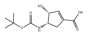 (3R,4S)-4-((叔丁氧基羰基)氨基)-3-羟基环戊-1-烯羧酸 结构式