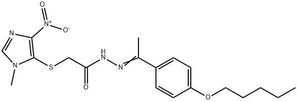 Acetic acid, 2-[(1-methyl-4-nitro-1H-imidazol-5-yl)thio]-, 2-[1-[4-(pentyloxy)phenyl]ethylidene]hydrazide 结构式