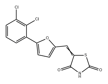 5-((5-(2,3-二氯苯基)呋喃-2-基)亚甲基)噻唑烷-2,4-二酮 结构式