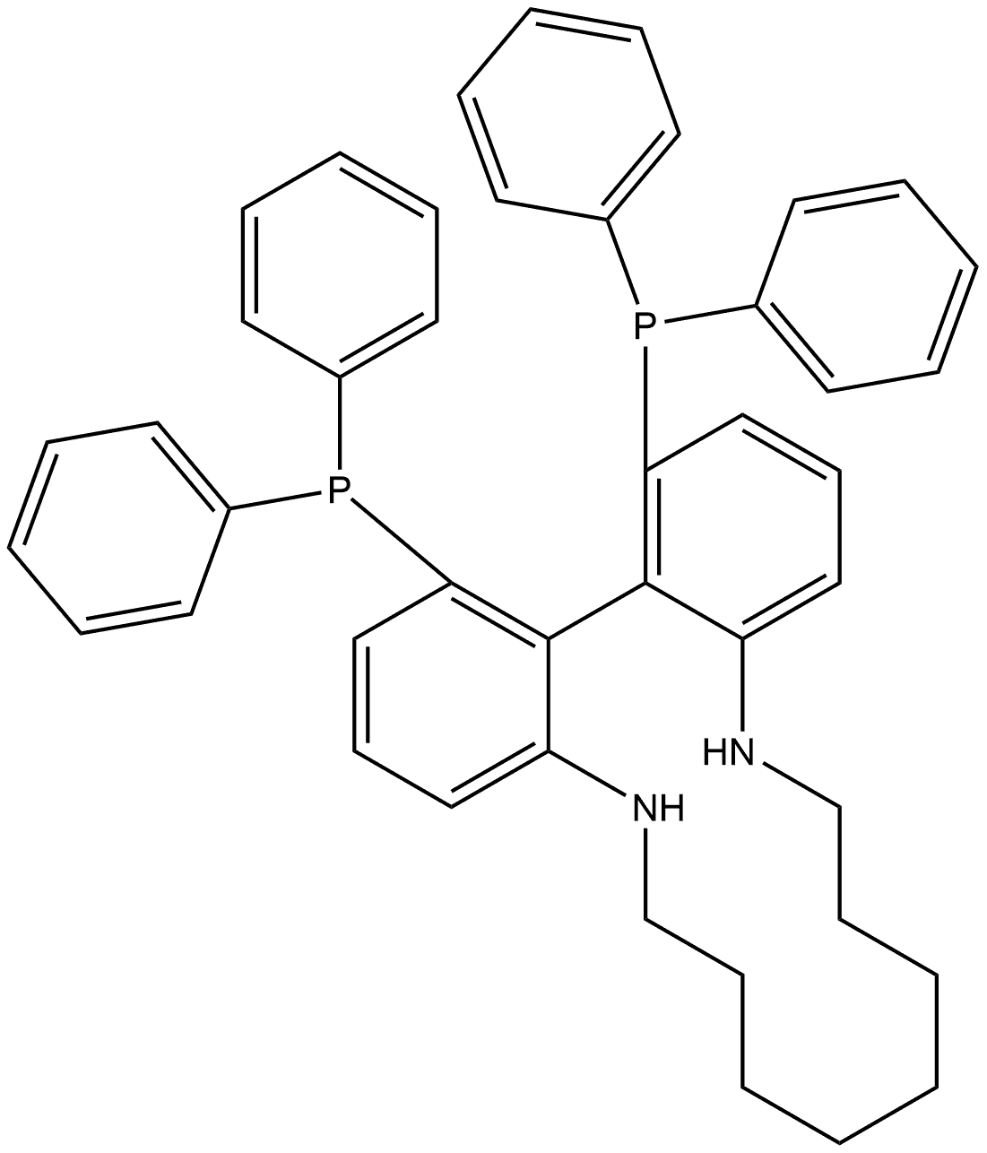 1,18-双(二苯基膦基)-5,6,7,8,9,10,11,12,13,14-十氢二苯并[B,D][1,6]二氮杂环四新 结构式