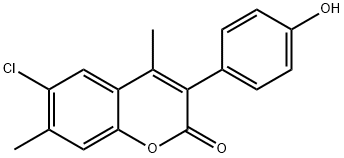 2H-1-Benzopyran-2-one, 6-chloro-3-(4-hydroxyphenyl)-4,7-dimethyl- 结构式