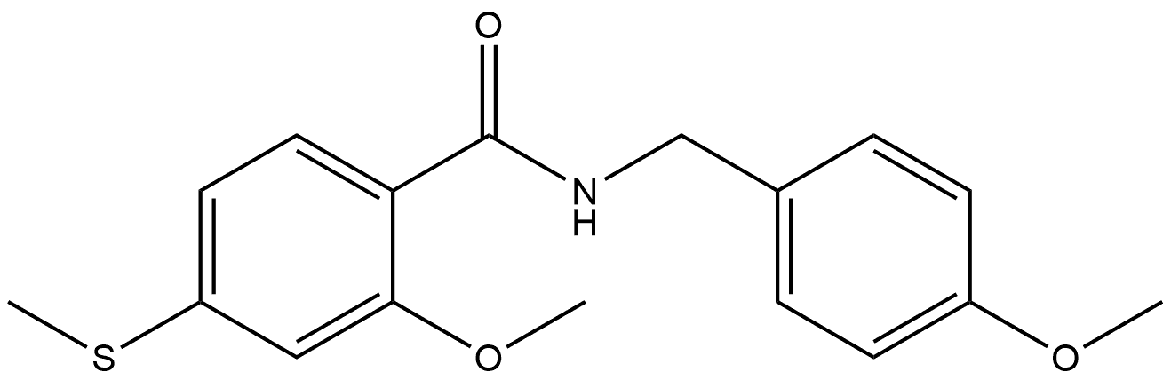 2-Methoxy-N-[(4-methoxyphenyl)methyl]-4-(methylthio)benzamide 结构式