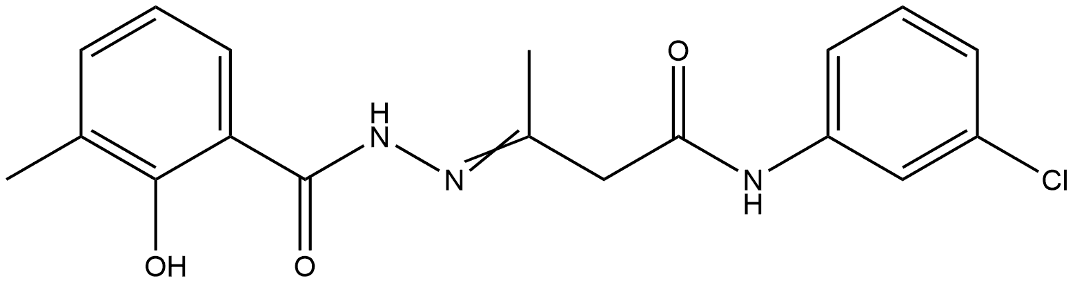 2-Hydroxy-3-methylbenzoic acid 2-[3-[(3-chlorophenyl)amino]-1-methyl-3-oxopropylidene]hydrazide 结构式