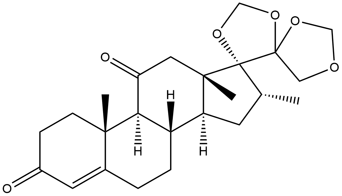 16-METHYL-17,20:20,21-BIS[METHYLENEBIS(OXY)]-PREGN-4-ENE-3,11-DIONE 结构式