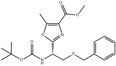 methyl 2-{(1S)-2-(benzyloxy)-1-[(tert-butoxycarbonyl)amino]ethyl}-5-methyl-1,3-oxazole-4-carboxylate 结构式