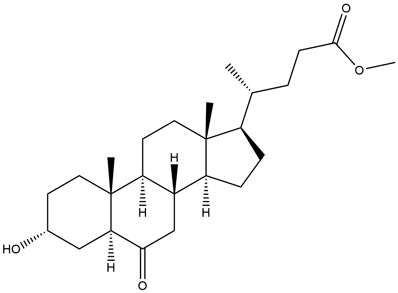 Cholan-24-oic acid, 3-hydroxy-6-oxo-, methyl ester, (3α,5α)- 结构式