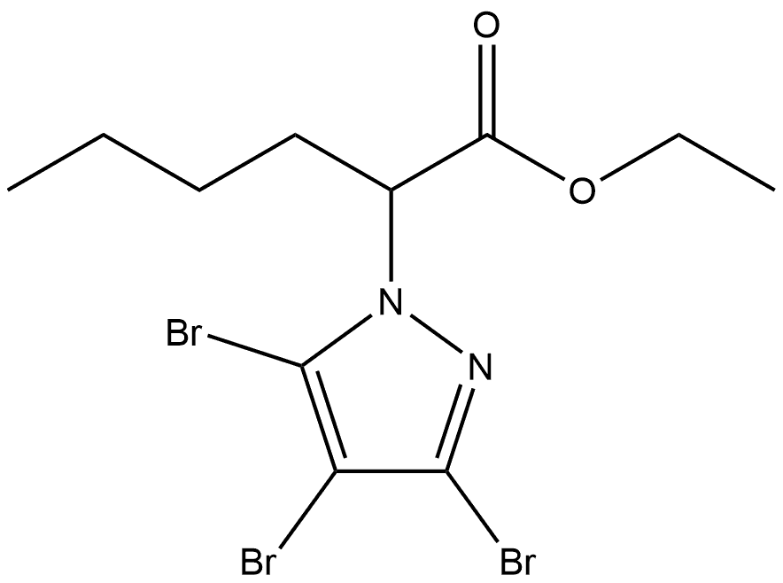 2-(3,4,5-tribromo-pyrazol-1-yl)-hexanoic acid ethyl ester, ethyl 3,4,5-tribromo-α-butylpyrazole-1-acetate, ethyl 3,4,5-tribromo-α-butylpyrazole-1-acetate 结构式