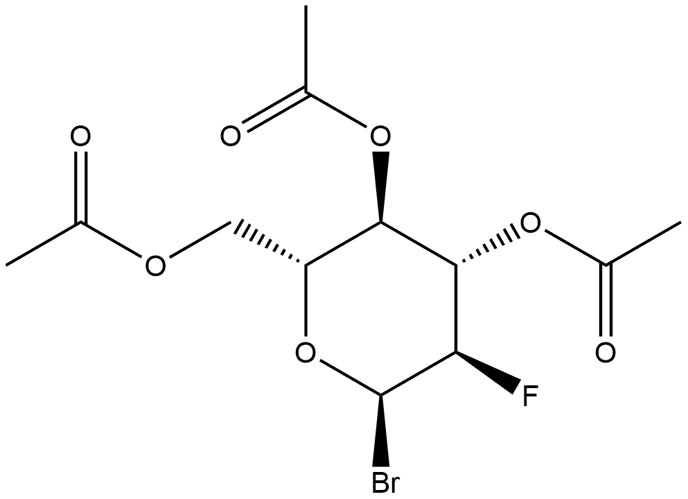 3,4,6-三-O-乙酰基-2-脱氧-2-氟-Α-D-吡喃葡萄糖基溴化物 结构式