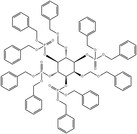 D-myo-Inositol, 2,6-bis-O-[(phenylmethoxy)methyl]-, tetrakis[bis(phenylmethyl) phosphate] (9CI) 结构式