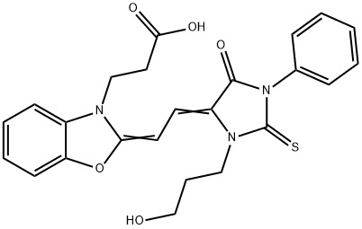 3-[2-[2-[3-(3-羟丙基)-1-苯基-2-硫代乙内酰脲-4-亚基]亚乙基]-3(2H)-苯并恶唑]丙酸 结构式