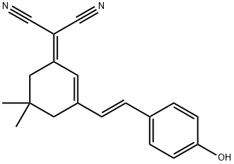 (E)-2-(3-(4-羟基苯乙烯基)-5,5-甲基环己-2-烯亚基)丙二腈 结构式