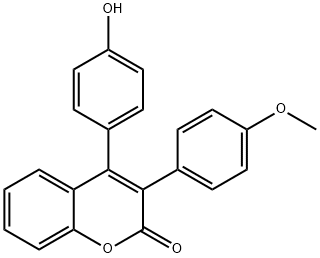 2H-1-Benzopyran-2-one, 4-(4-hydroxyphenyl)-3-(4-methoxyphenyl)- 结构式