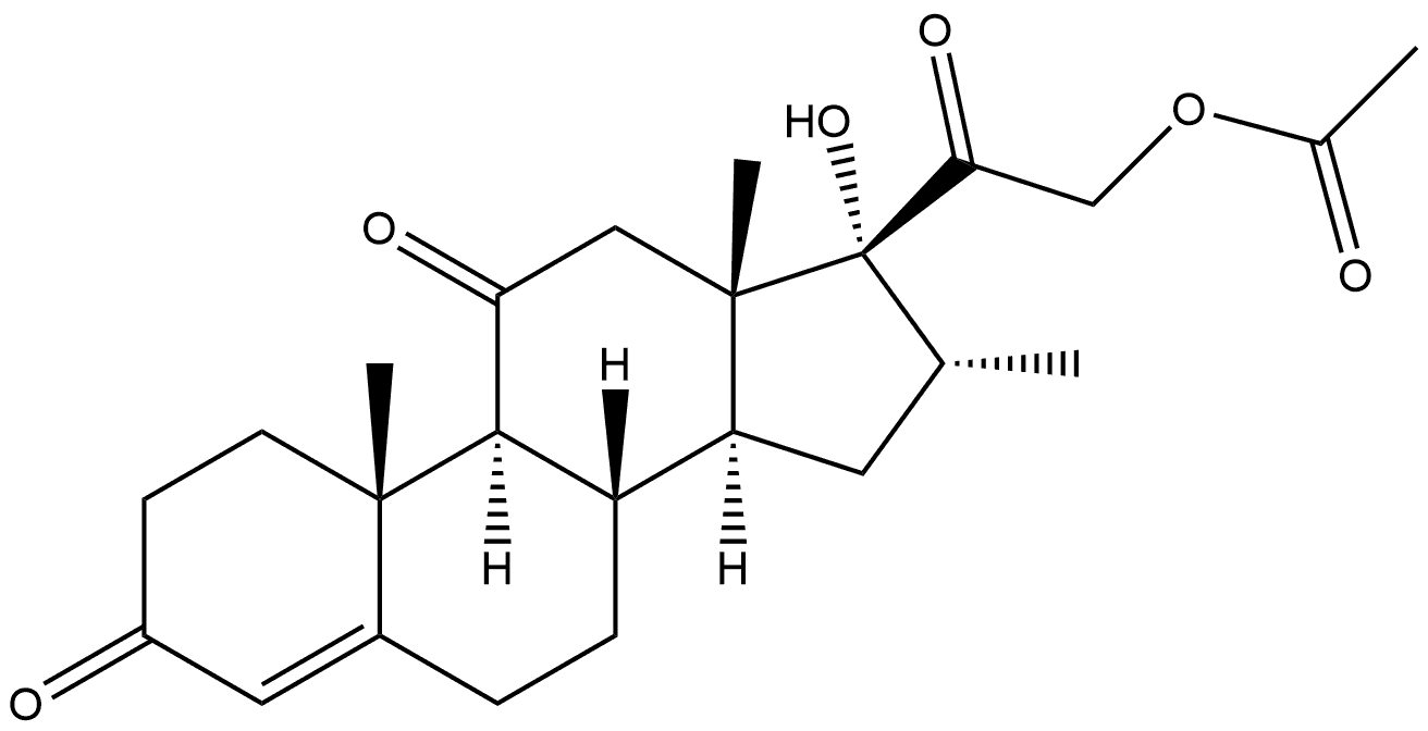 Pregn-4-ene-3,11,20-trione, 21-(acetyloxy)-17-hydroxy-16-methyl-, (16α)- (9CI) 结构式