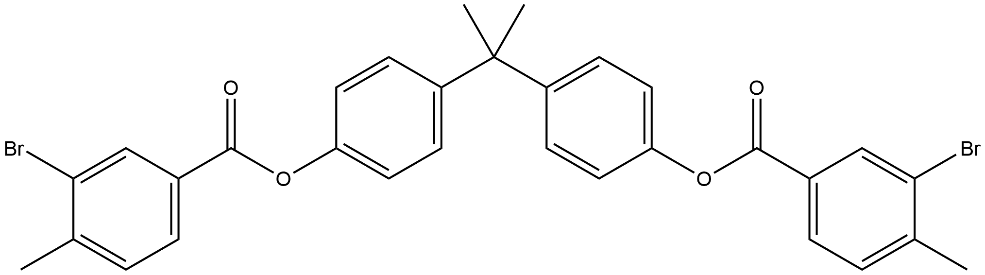 Benzoic acid, 3-bromo-4-methyl-, (1-methylethylidene)di-4,1-phenylene ester 结构式