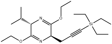 Pyrazine, 3,6-diethoxy-2,5-dihydro-2-(1-methylethyl)-5-[3-(triethylsilyl)-2-propyn-1-yl]-, (2S,5R)- 结构式