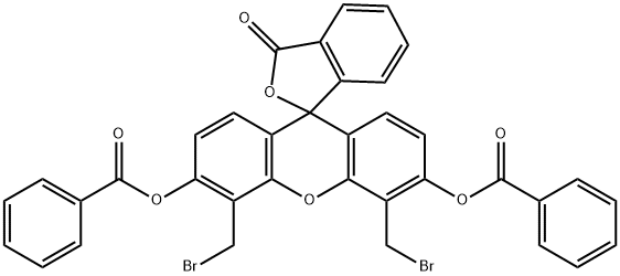 Spiro[isobenzofuran-1(3H),9'-[9H]xanthen]-3-one, 3',6'-bis(benzoyloxy)-4',5'-bis(bromomethyl)- 结构式