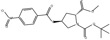 1,2-Pyrrolidinedicarboxylic acid, 4-[(4-nitrobenzoyl)oxy]-, 1-(1,1-dimethylethyl) 2-methyl ester, (2R,4S)- 结构式