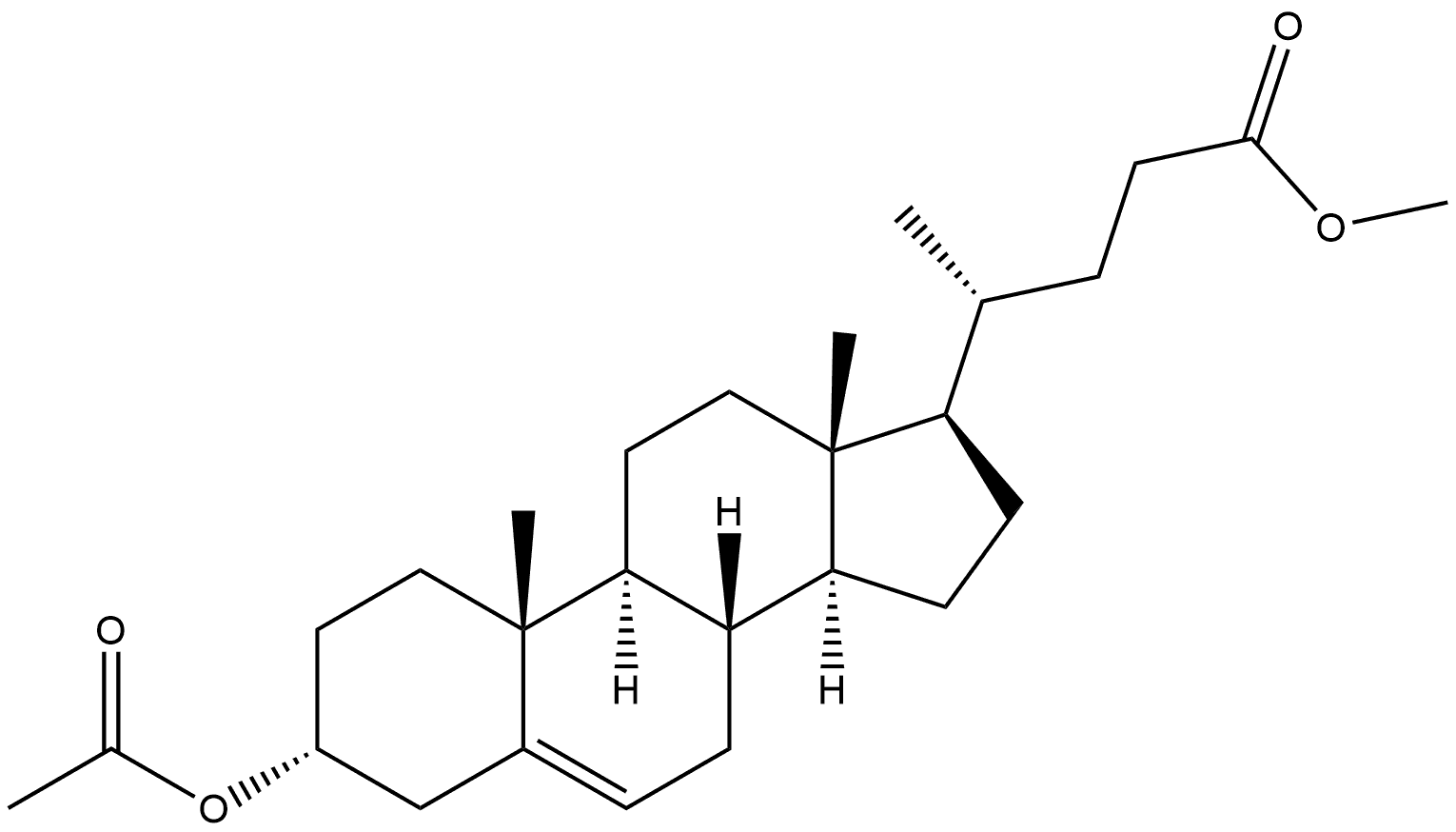 Chol-5-en-24-oic acid, 3-(acetyloxy)-, methyl ester, (3α)- 结构式