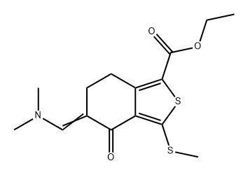 Benzo[c]thiophene-1-carboxylic acid, 5-[(dimethylamino)methylene]-4,5,6,7-tetrahydro-3-(methylthio)-4-oxo-, ethyl ester 结构式