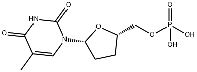 1-(5-O-Phosphono-2,3-dideoxy-β-D-glycero-penta-2-enofuranosyl)-5-methyl-1,2,3,4-tetrahydropyrimidine-2,4-dione 结构式