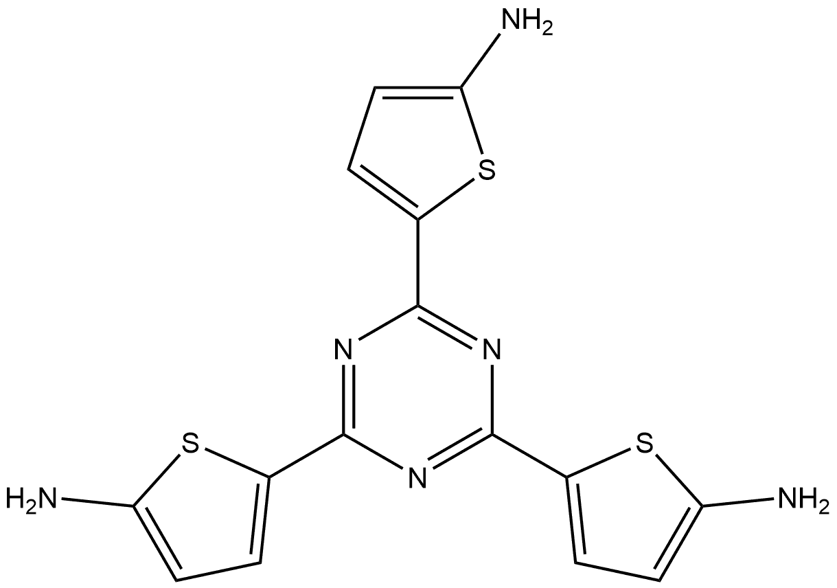 5,5',5''-(1,3,5-三嗪-2,4,6-三基)三(噻吩-2-胺) 结构式