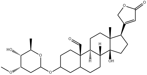3β-[(3-O-Methyl-2,6-dideoxy-D-ribo-hexopyranosyl)oxy]-14-hydroxy-19-oxo-5β-card-20(22)-enolide 结构式