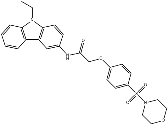 N-(9-乙基咔唑-3-基)-2-(4-吗啉-4-基磺酰基苯氧基)乙酰胺 结构式