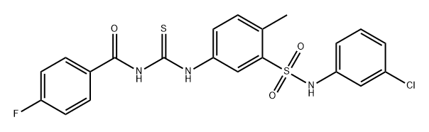 N-((3-(N-(3-氯苯基)氨磺酰基)-4-甲基苯基)硫代甲脒基)-4-氟苯甲酰胺 结构式