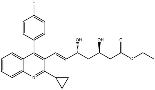 (E)7-[2-cyclopropyl-4-(4-fluorophenyl)-quinolin-3-yl]-(3R,5R)-dihydroxyhept-6-enic acid ethyl ester 结构式