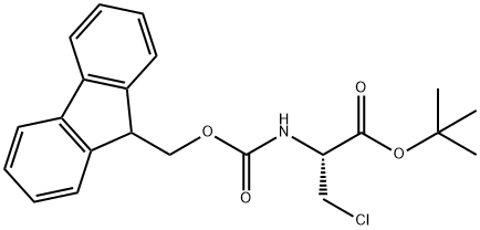 (R)-2-(((((9H-芴-9-基)甲氧基)羰基)氨基)-3-氯丙酸叔丁酯 结构式