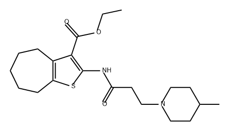 2-(3-(4-甲基哌啶-1-基)丙酰胺基)-5,6,7,8-四氢-4H-环庚并[B]噻吩-3-羧酸乙酯 结构式