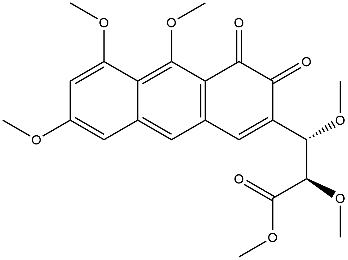 2-Anthracenepropanoic acid, 3,4-dihydro-α,β,5,7,10-pentamethoxy-3,4-dioxo-, methyl ester, [R-(R*,S*)]- (9CI) 结构式