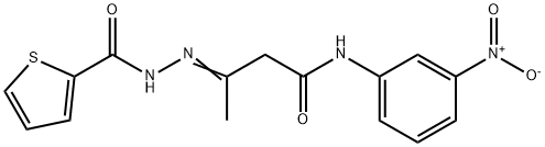 (E)-N''-(1-(3-硝基苯基氨甲酰) -2-亚丙基)噻吩-2-碳酰肼 结构式